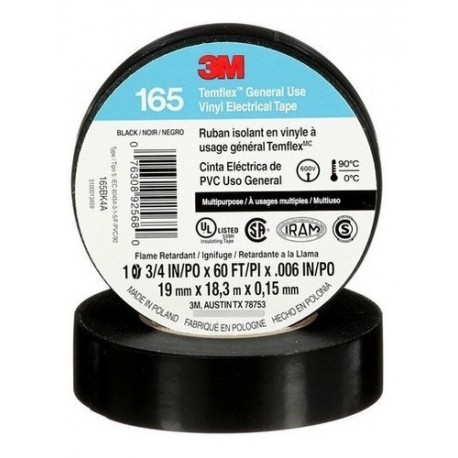 TEIPE TIRRO NEGRO ELECTRICIDAD 3M 19mm x 18m 80°C